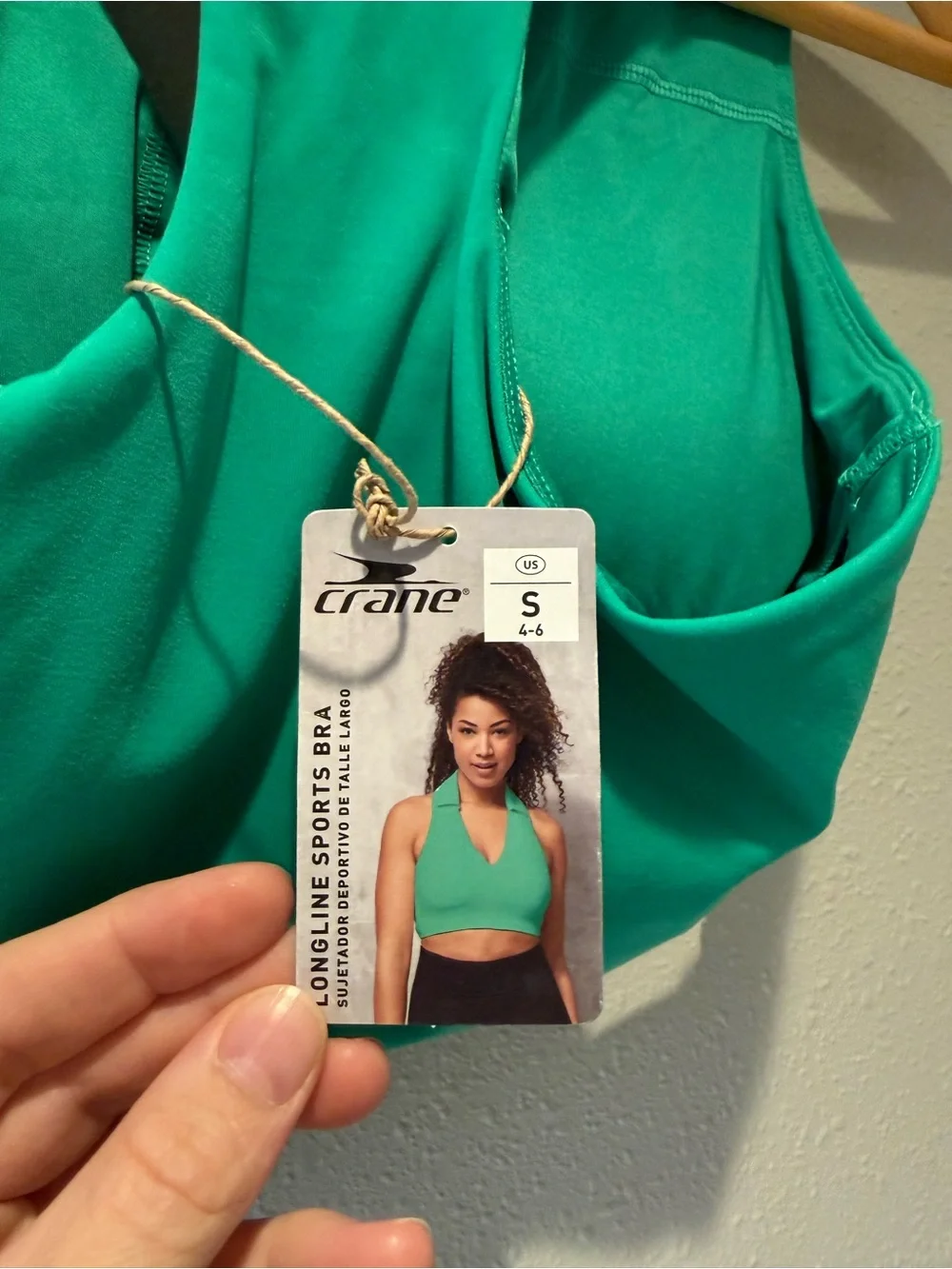 New Crane Collared Longline Sports Bra Crop Top Green Small
